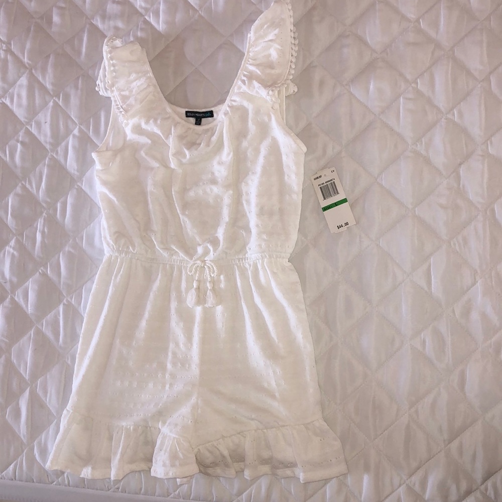 -white romper- -kids size large- -new with tags-